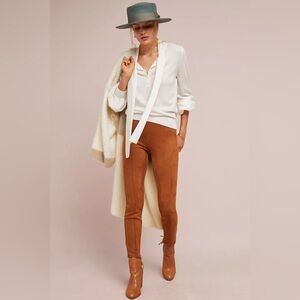 By Anthropologie Faux Suede Brown Leggings Size 30 Slim Fit Stretch Zip Hem